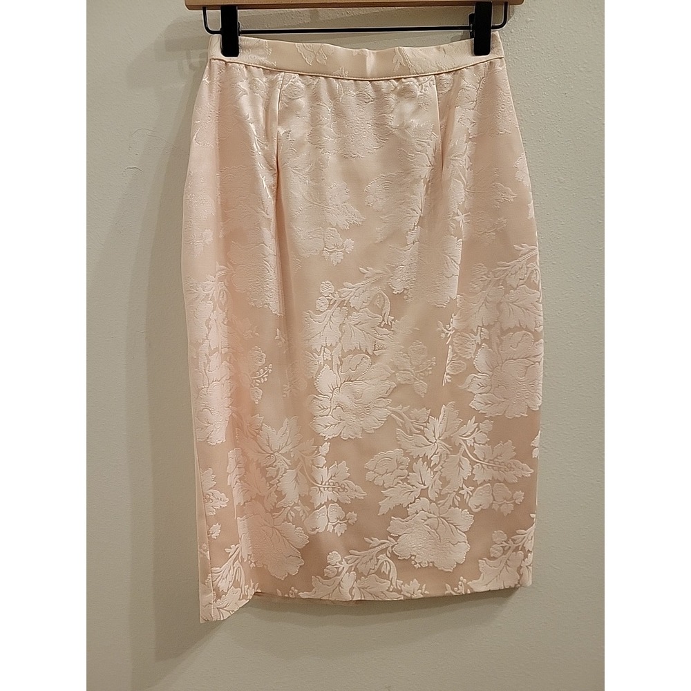 Scott McClintock Pale Pink Lace Trim Pencil Skirt Womens 4 Vintage 80s Floral